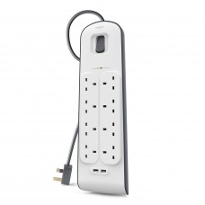 Belkin Extension Socket Surge Protector 8-Plugs With 2-USB (2M) BSV804SA2M