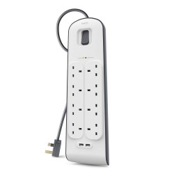 Belkin Extension Socket Surge Protector 8-Plugs With 2-USB (2M) BSV804SA2M