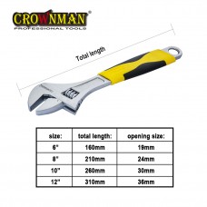 Crownman 12" Adjustable Wrench with Double Color Handle