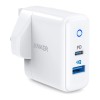 Anker A2626 PowerPort PD+2 33W PD + PIQ2.0 USB-C Wall Charger with LED Indicator Power Deliver Fast Charge - White