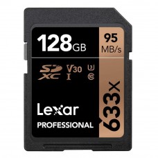 Lexar 633X Professional 128GB V30 U3 SDHC™/SDXC™ UHS-I Memory Cards (up to 95MB/s read, Write 45MB/s)