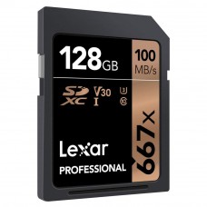 Lexar 667X Professional 128GB U3 V30  SDXC™ UHS-I Memory Cards (up to 100MB/s read, Write 90MB/s)