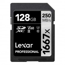 Lexar 1667X Professional 128GB V60 U3 SDXC™ UHS-II Memory Cards (up to 250MB/s read, 120MB/s write)