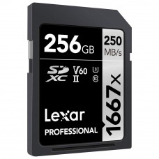 Lexar 1667X Professional 256GB V60 U3 SDXC™ UHS-II Memory Cards (up to 250MB/s read, 120MB/s write)