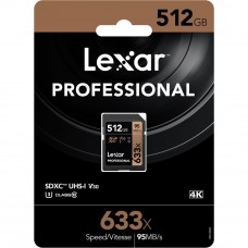 Lexar 633X Professional 512GB V30 U3 SDHC™/SDXC™ UHS-I Memory Cards (up to 95MB/s read, Write 45MB/s)