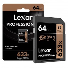 Lexar 633X Professional 64GB V30 U3 SDHC™/SDXC™ UHS-I Memory Cards (up to 95MB/s read, Write 45MB/s)