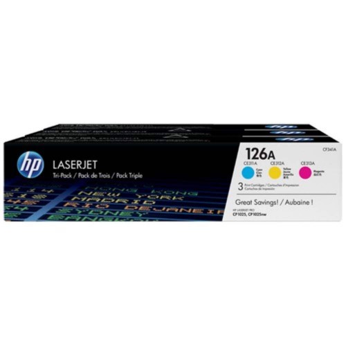HP 126A 3-pack Original LaserJet Toner Cartridges - Cyan/Magenta/Yellow ...