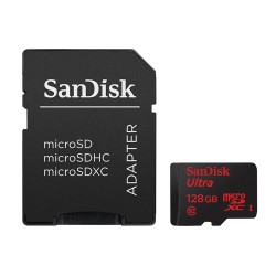 SanDisk Ultra 128GB 80MB/s C10 microSDXC UHS-I Memory Card with Adapter (Black)