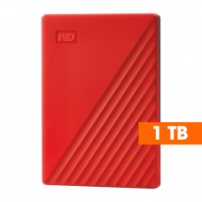WD Western Digital My Passport 1TB Slim Portable External Hard Disk USB 3.0 With WD Backup Software & Password Protection - Red