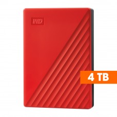 WD Western Digital My Passport 4TB Slim Portable External Hard Disk USB 3.0 With WD Backup Software & Password Protection - Red