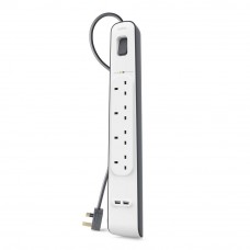 Belkin 4 Outlets 2M Surge Protection Strip with 2 USB Ports - (BSV401sa2M)